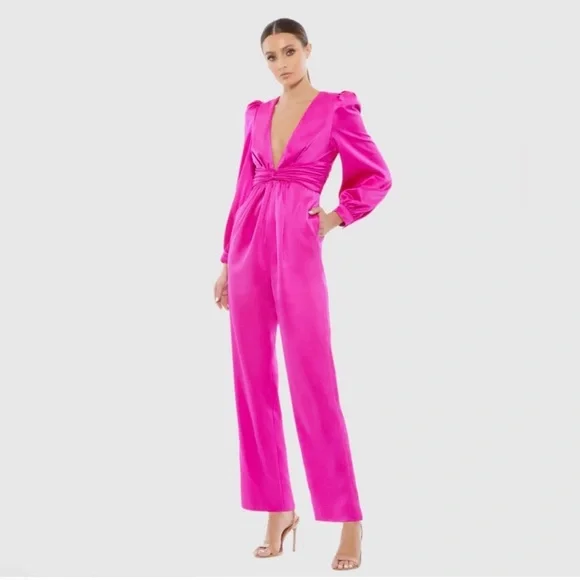 Mac Duggal Vibrant Fuchsia Jumpsuit Size 4 Style # A2647 - Picture 1 of 7